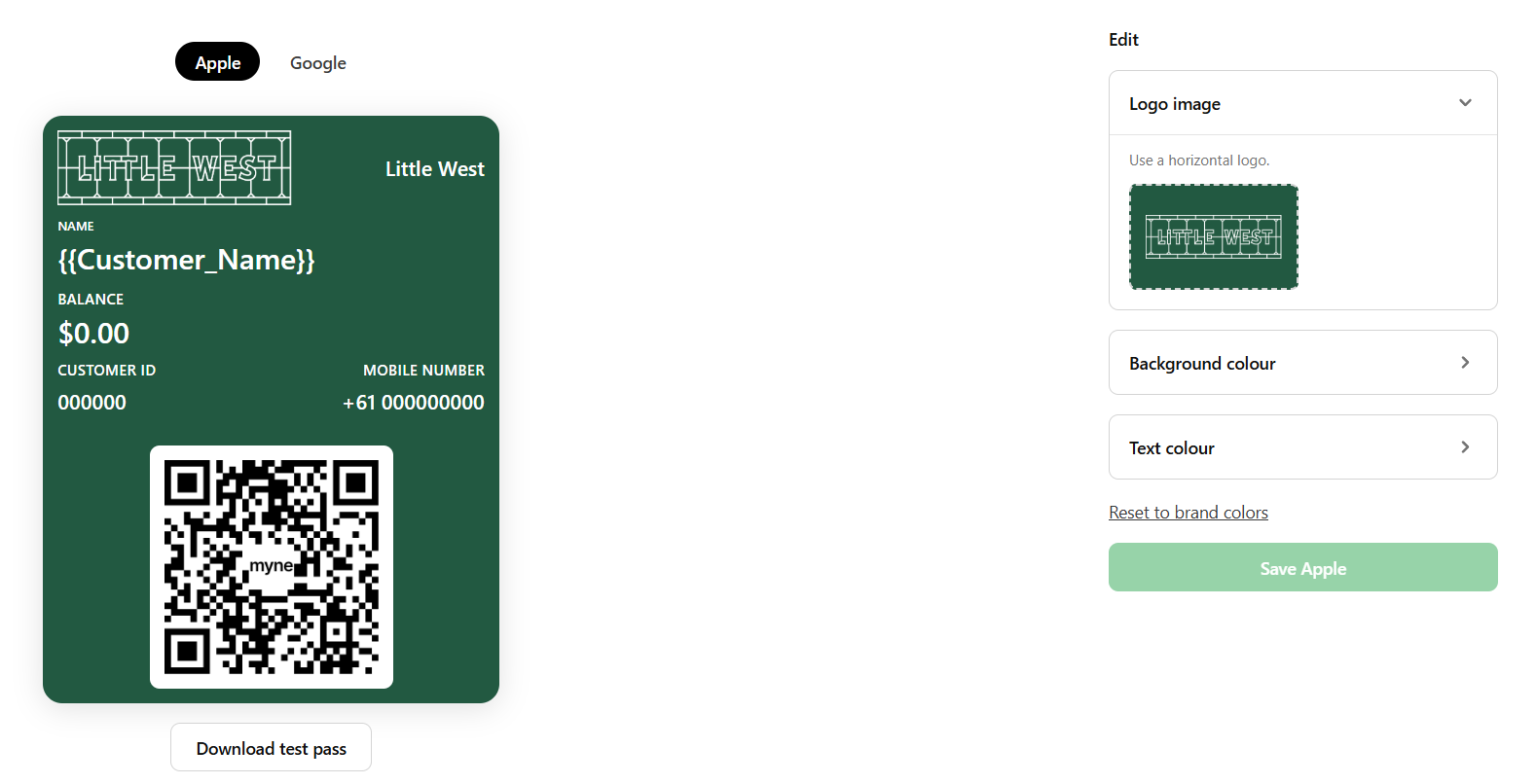 myne setup wallet pass