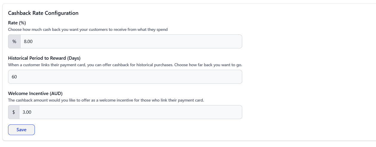 myne gift-it cashback configuration