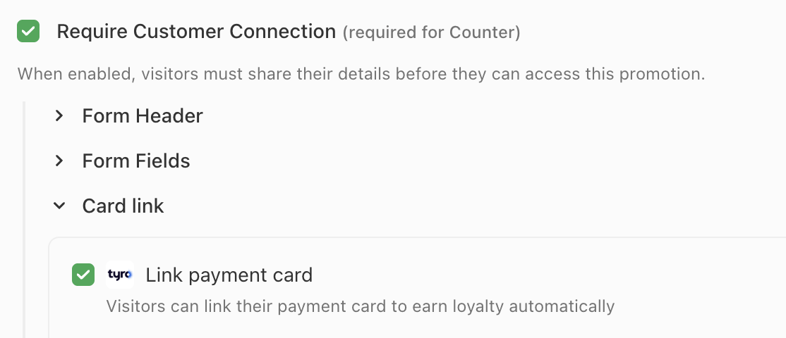 myne tyro card link not present loyalty