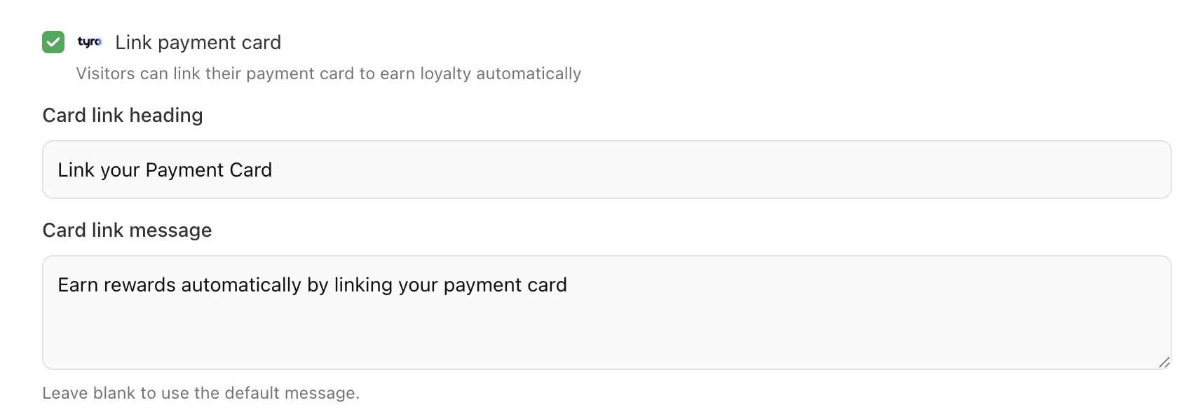 link payment card tyro myne