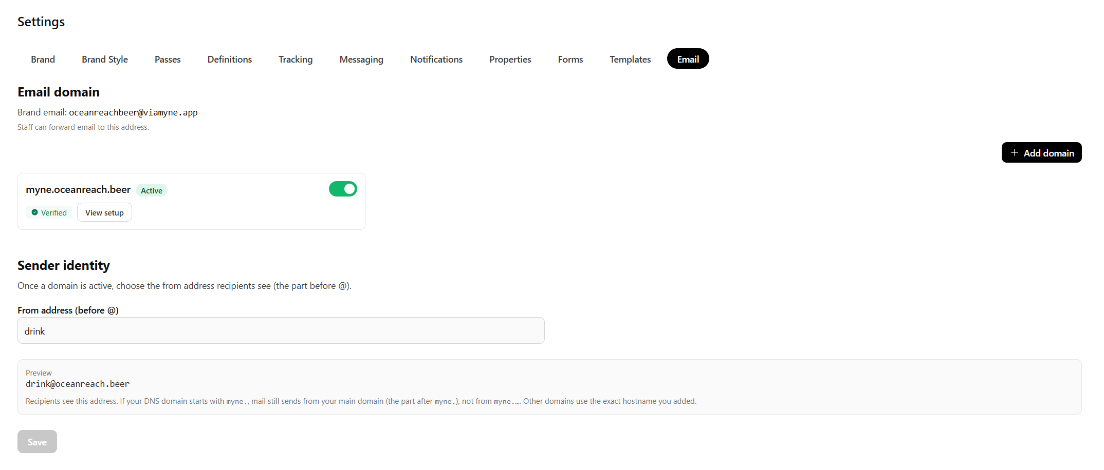 map custom domain myne