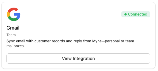 gmail myne integration connect