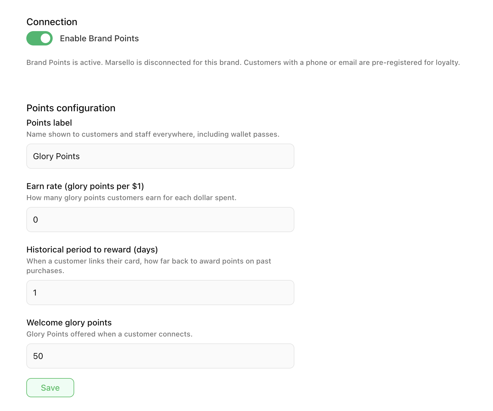brand points myne setup enable