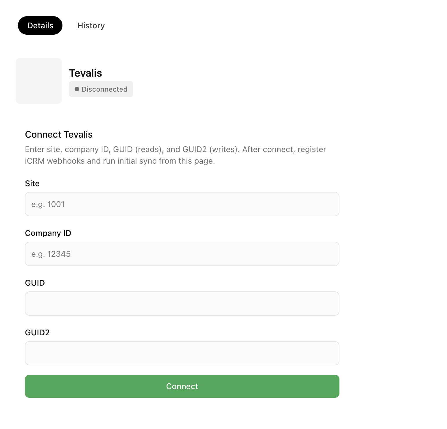connect tevalis myne integration